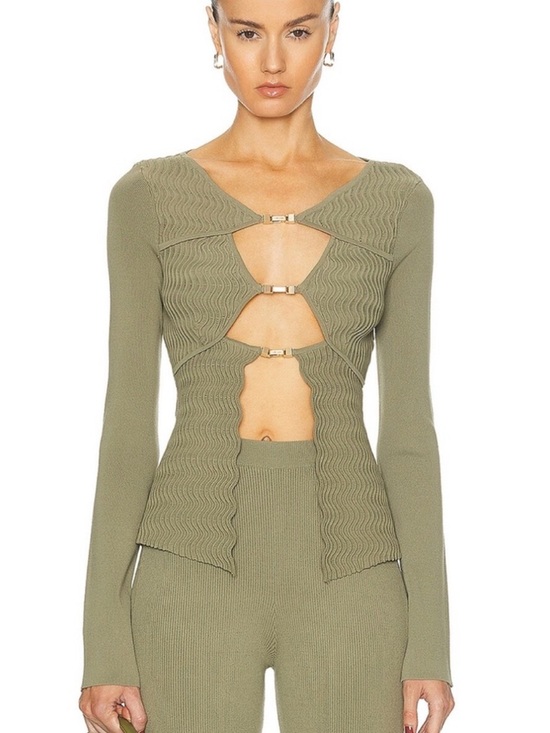 cult gaia Tops - Cult Gaia Troi Knit Top In Olive
